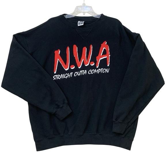 NWA Straight Outta Compton Vintage Jet Black Sweatshirt Size Xl Mens